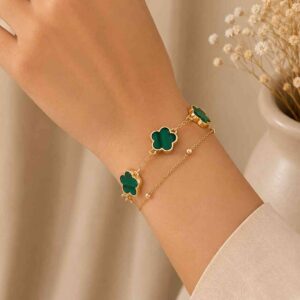 Emerald Clover Charm Bracelet